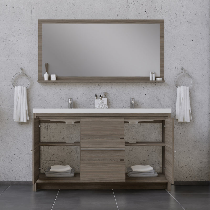 Alya Bath Sortino 60 Double" Modern Bathroom Vanity Gray AB-MD660D-G