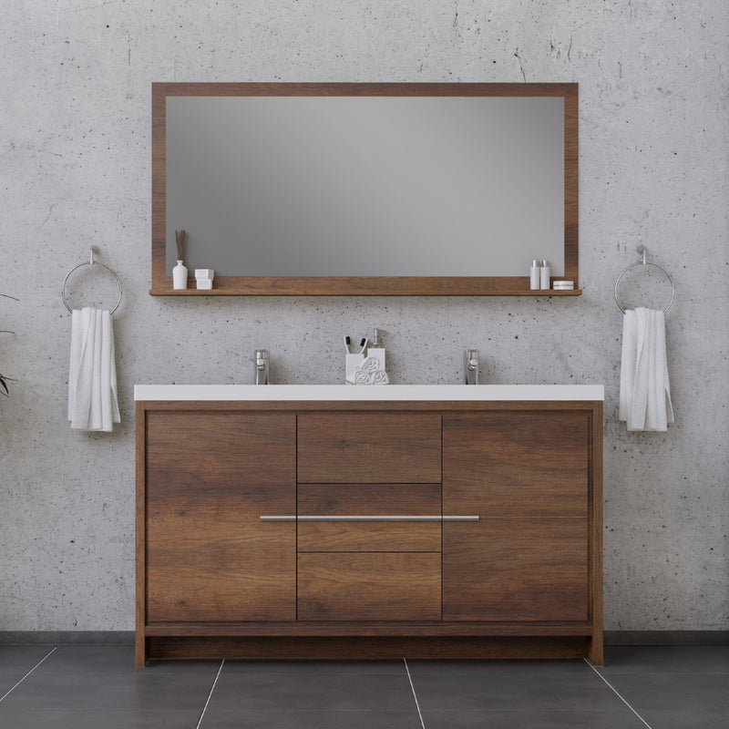 Alya Bath Sortino 60 Double" Modern Bathroom Vanity Rosewood AB-MD660D-RW