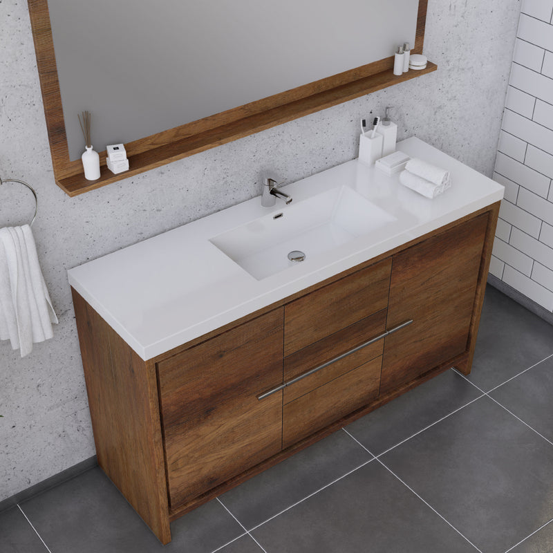 Alya Bath Sortino 60 Single" Modern Bathroom Vanity Rosewood AB-MD660S-RW