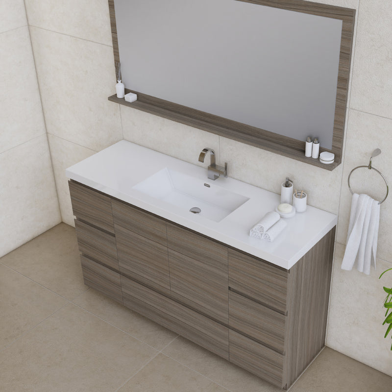 Alya Bath Paterno 60" Single Modern Freestanding Bathroom Vanity Gray AB-MOA60S-G