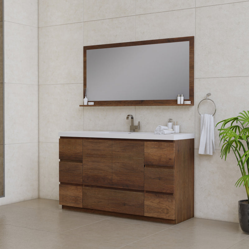 Alya Bath Paterno 60" Single Modern Freestanding Bathroom Vanity Rosewood AB-MOA60S-RW