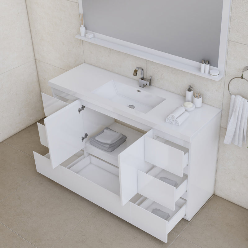 Alya Bath Paterno 60" Single Modern Freestanding Bathroom Vanity White AB-MOA60S-W