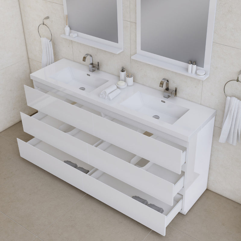 Alya Bath Paterno 72" Modern Freestanding Bathroom Vanity White AB-MOA72D-W