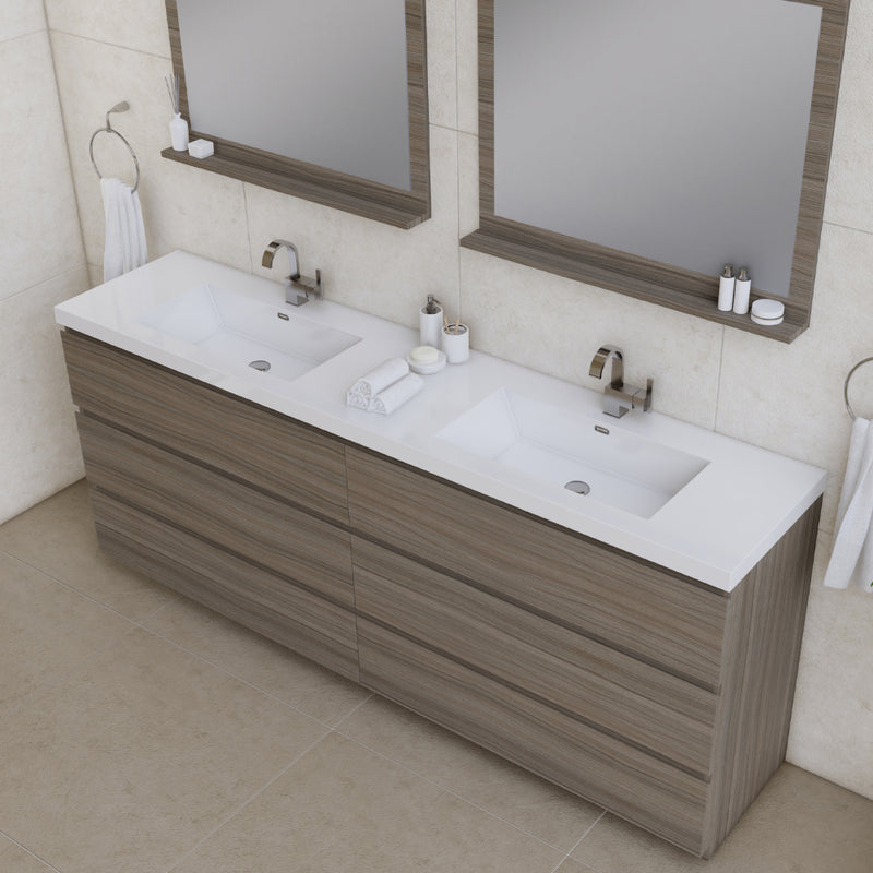 Alya Bath Sortino 84" Modern Freestanding Bathroom Vanity Gray AB-MOA84D-G