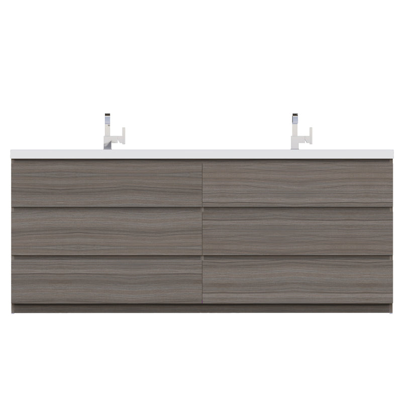 Alya Bath Sortino 84" Modern Freestanding Bathroom Vanity Gray AB-MOA84D-G