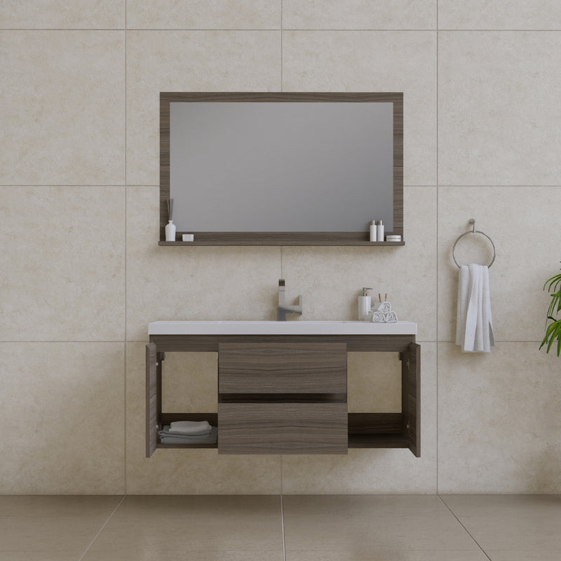 Alya Bath Paterno 48" Modern Wall Mounted Bathroom Vanity Gray AB-MOF48-G