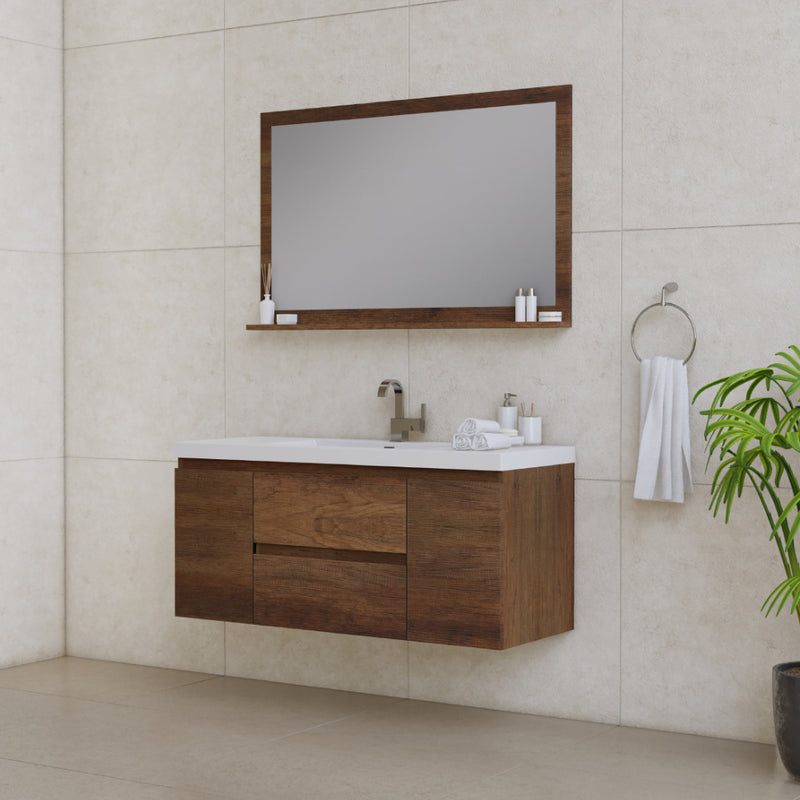 Alya Bath Paterno 48" Modern Wall Mounted Bathroom Vanity Rosewood AB-MOF48-RW