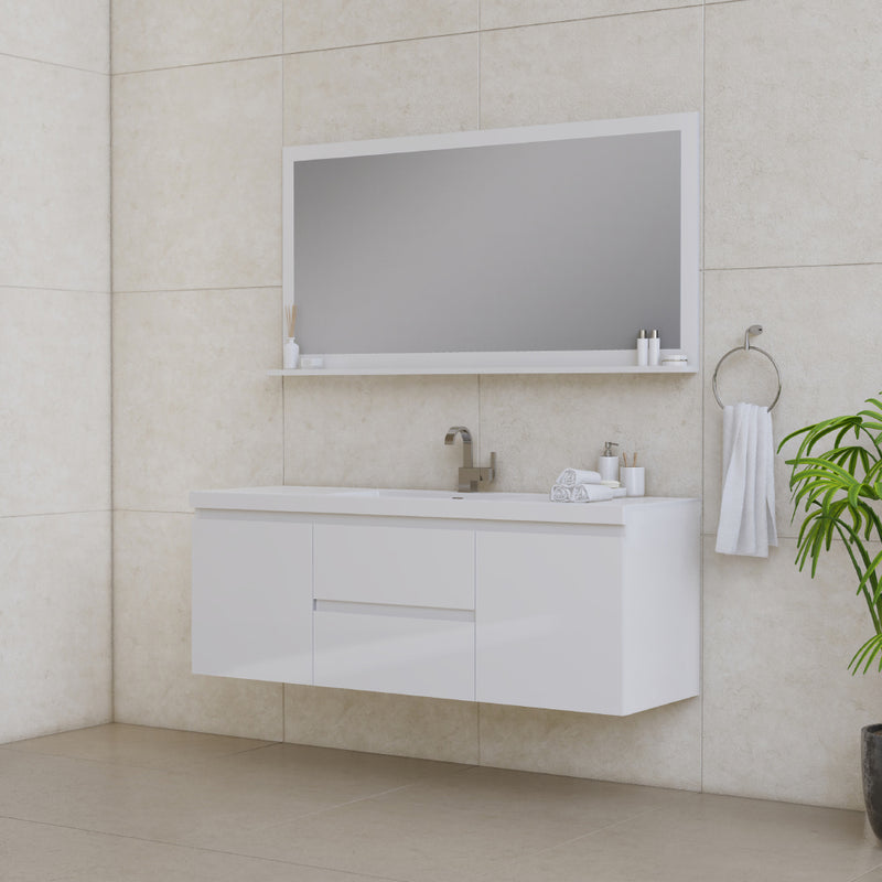 Alya Bath Paterno 60" Single Modern Wall Mounted Bathroom Vanity White AB-MOF60S-W