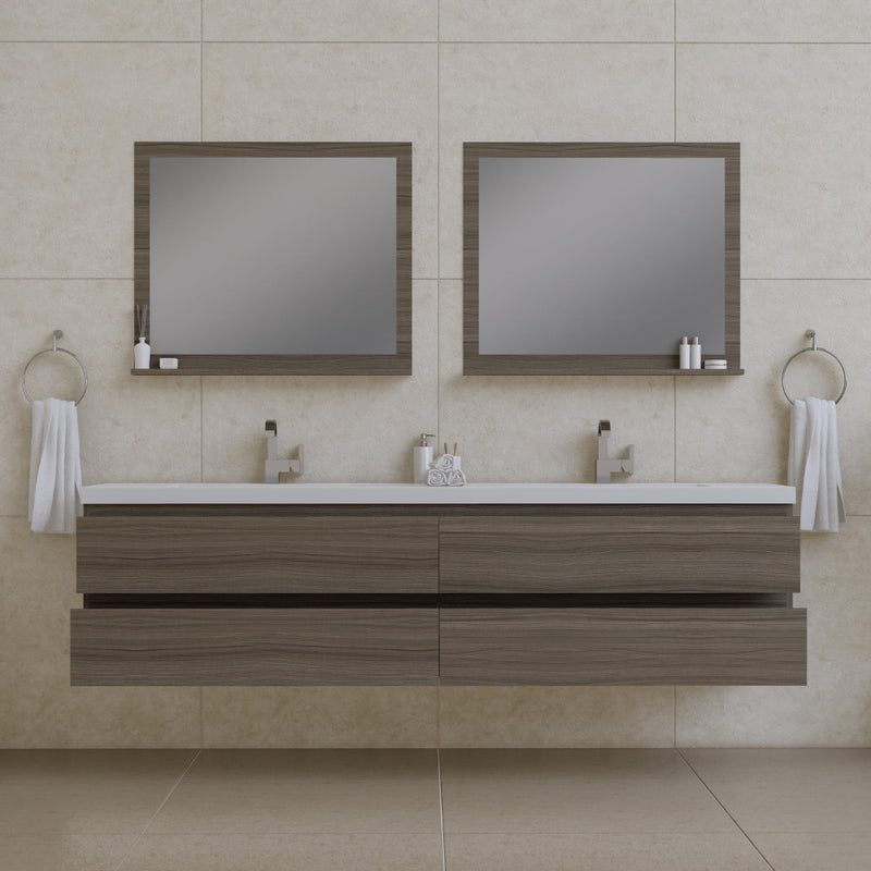 Alya Bath Paterno 84" Modern Wall Mounted Bathroom Vanity Gray AB-MOF84D-G