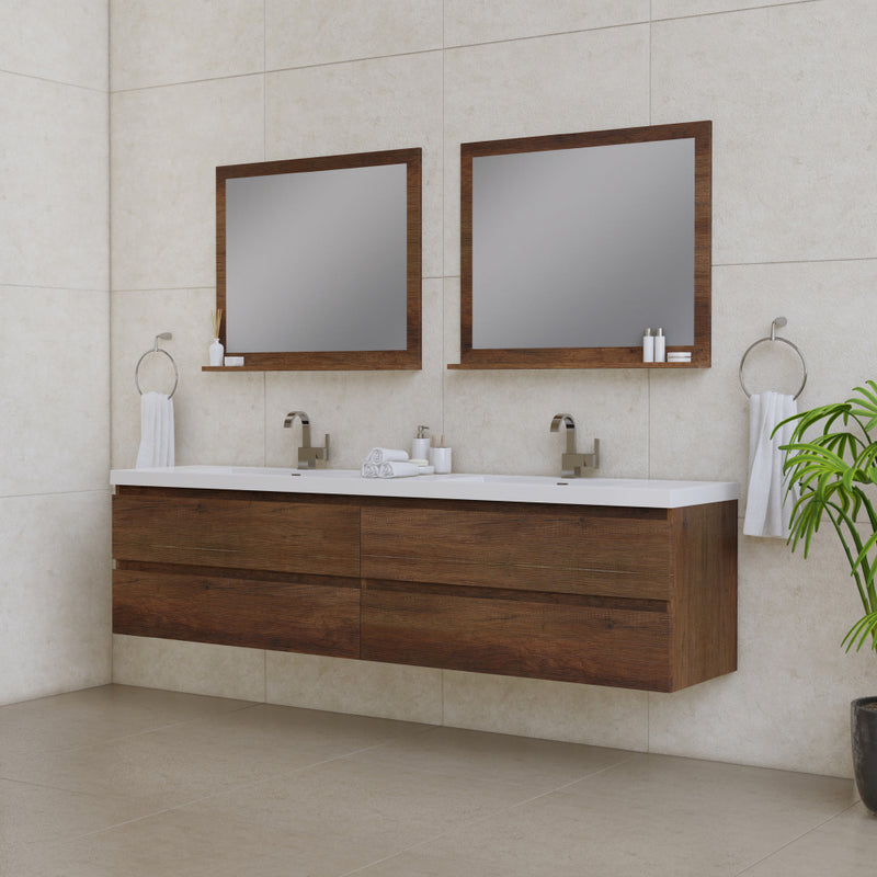 Alya Bath Paterno 84" Modern Wall Mounted Bathroom Vanity Rosewood AB-MOF84D-RW