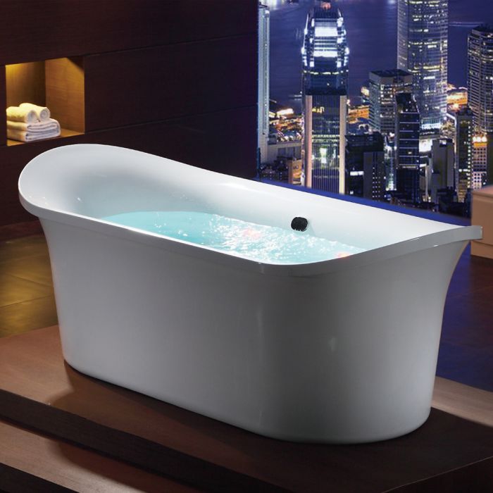 ALFI EAGO 74" White Free Standing Air Bubble Bathtub AM1900