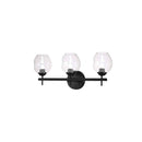 Dainolite 3 Light Halogen Matte Black Vanity Fixture with Clear Glass ABI-203W-MB-CLR