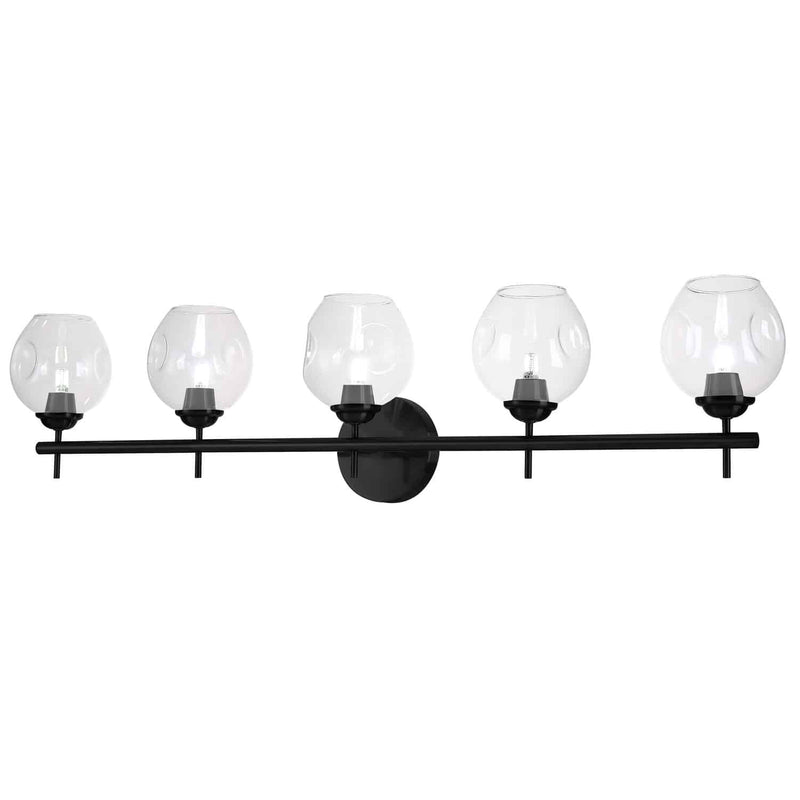 Dainolite 5 Light Halogen Matte Black Vanity with Clear Glass ABI-365W-MB-CLR