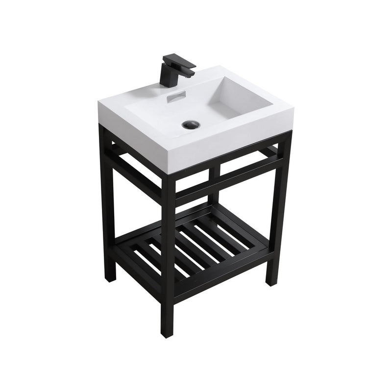 KubeBath Cisco 24" Stainless Steel Console with Acrylic Sink - Matte Black AC24-BK