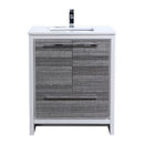 KubeBath Dolce 30" Ash Gray Modern Bathroom Vanity with White Quartz Counter-Top AD630HG