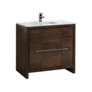 KubeBath Dolce 36" Rose Wood Modern Bathroom Vanity with White Quartz Counter-Top AD636RW