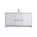 KubeBath Dolce 60" High Gloss White Modern Bathroom Vanity with White Quartz Counter-Top AD660SGW