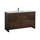 KubeBath Dolce 60" Rose Wood Modern Bathroom Vanity with White Quartz Counter-Top AD660SRW