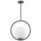 Dainolite 1 Light Incandescent Pendant Matte Black with White Opal Glass ADR-161P-MB