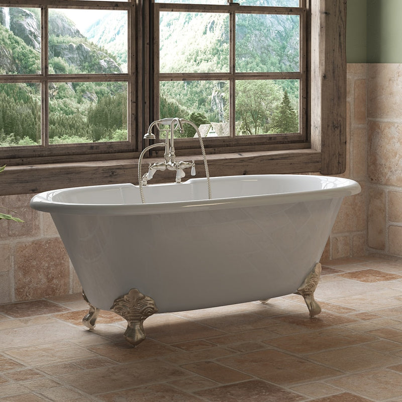 Cambridge Plumbing Cast Iron Double Ended Clawfoot Tub 67" x 30" 7" Drillings and BN Feet