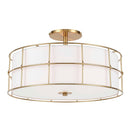 Dainolite 3 Light Incandescent Aged Brass Semi-Flush Mount Fixture withWhite Shade ALC-163SF-AGB