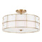 Dainolite 3 Light Incandescent Aged Brass Semi-Flush Mount Fixture withWhite Shade ALC-163SF-AGB