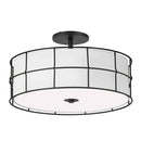 Dainolite 3 Light Incandescent Matte Black Semi-Flush Mount Fixture withWhite Shade ALC-163SF-MB