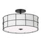 Dainolite 3 Light Incandescent Matte Black Semi-Flush Mount Fixture withWhite Shade ALC-163SF-MB