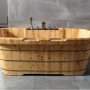 ALFI 65" 2 Person Free Standing Cedar Wooden Bathtub with Fixtures and Headrests AB1130