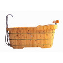 ALFI 61" Free Standing Cedar Wooden Bathtub with Fixtures and Headrest AB1139