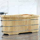 ALFI 61" Free Standing Wooden Bathtub with Cushion Headrest AB1163