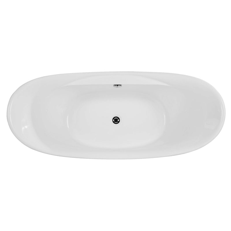 ALFI 68" White Oval Acrylic Free Standing Soaking Bathtub AB8803