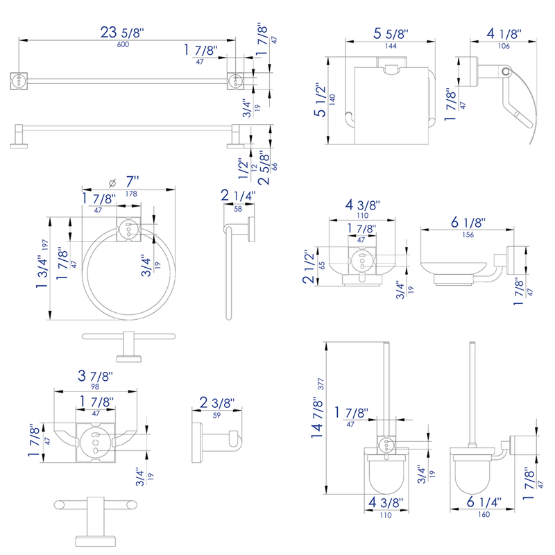 ALFI 6 Piece Matching Bathroom Accessory Set AB9509