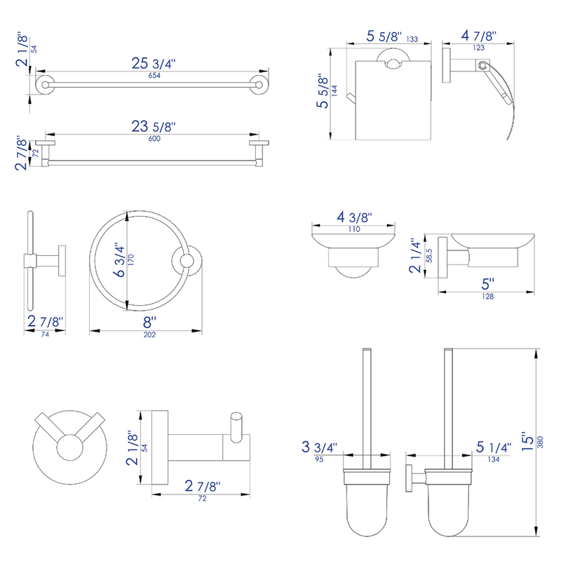 ALFI 6 Piece Matching Bathroom Accessory Set AB9513