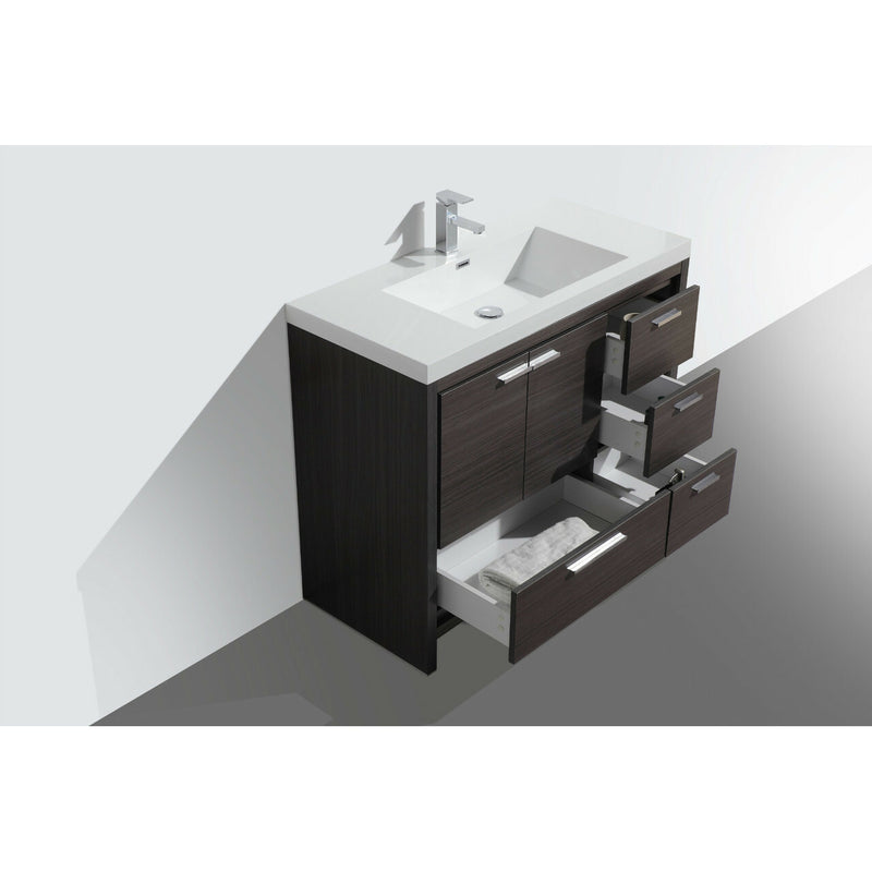 Alma Vanity Alma Allier 42" Dark Gray Oak Vanity with Integrated Sink and Right Side Drawers ALLIER42R-WB