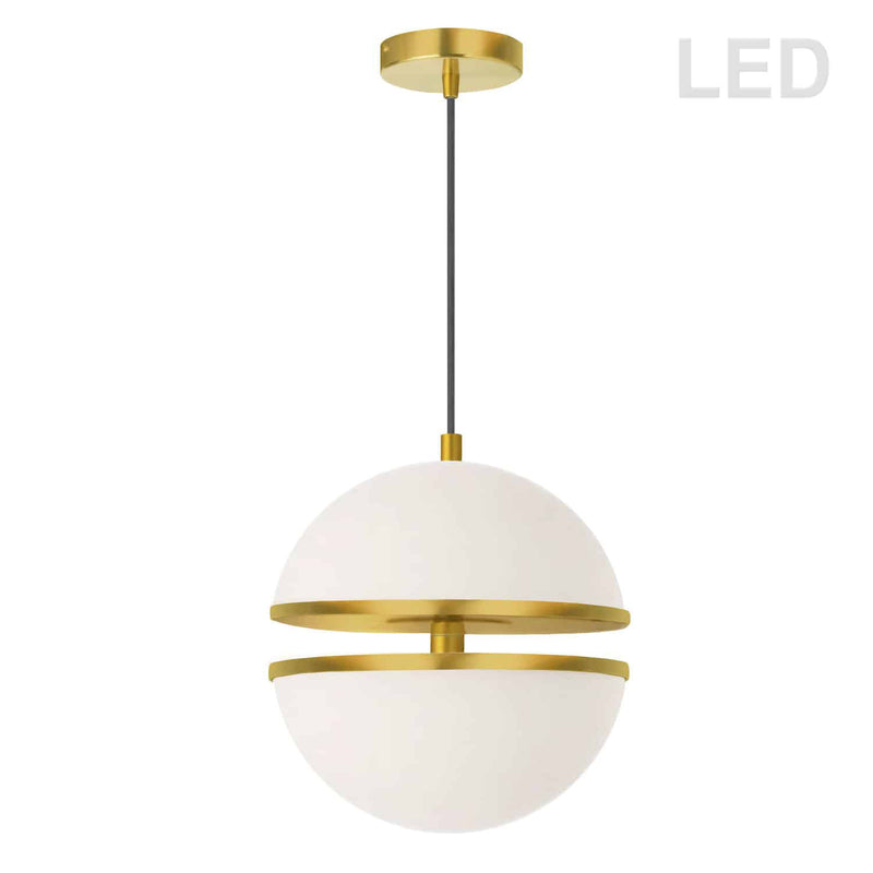 Dainolite 30W Pendant Aged Brass with White Glass AMC-1330LEDP-AGB