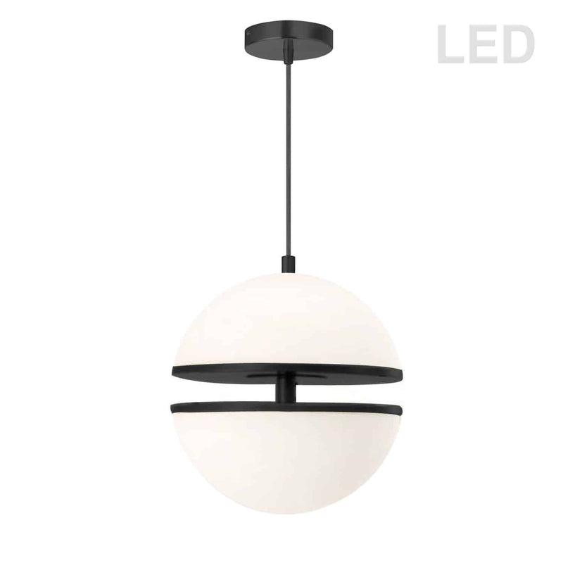 Dainolite 30W Pendant Matte Black with White Glass AMC-1330LEDP-MB