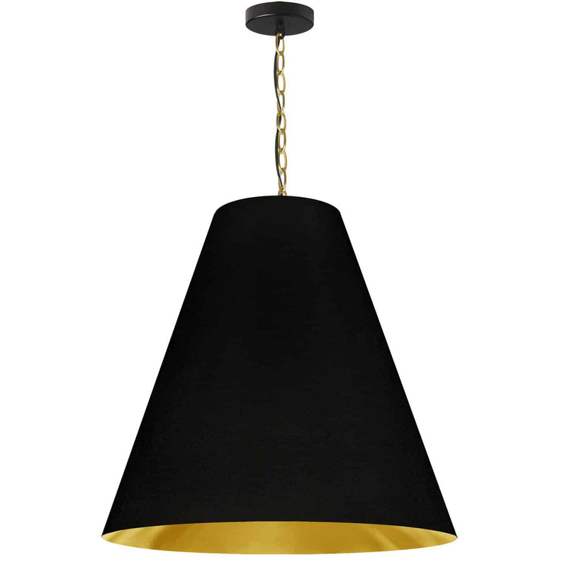 Dainolite 1 Light Large Anaya Pendant Aged Brass with Black and Gold Shade ANA-L-AGB-698