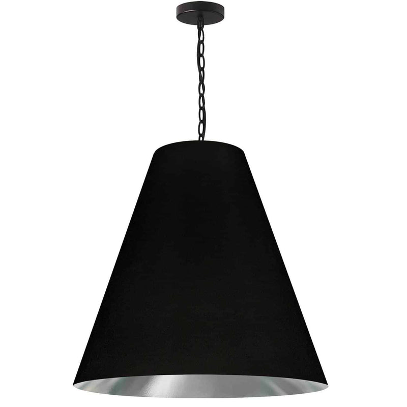 Dainolite 1 Light Large Anaya Pendant Matte Black with Black and Silver Shade ANA-L-MB-697