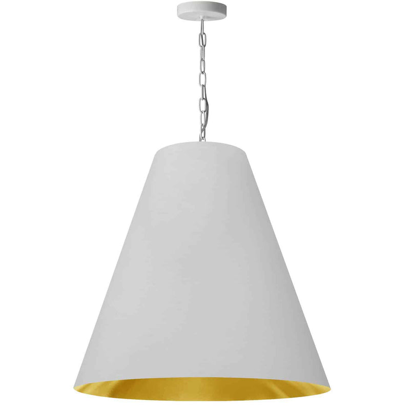 Dainolite 1 Light Large Anaya Pendant Matte White with White and Gold Shade ANA-L-MW-692