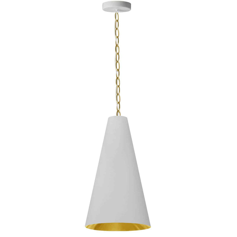 Dainolite 1 Light Small Anaya Pendant Aged Brass with White and Gold Shade ANA-S-AGB-692