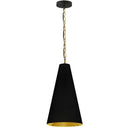 Dainolite 1 Light Small Anaya Pendant Aged Brass with Black and Gold Shade ANA-S-AGB-698