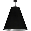 Dainolite 1 Light Extra Large Anaya Pendant Matte Black with Black and Silver Shade ANA-XL-MB-697