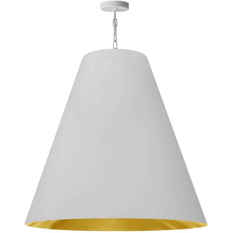 Dainolite 1 Light Extra Large Anaya Pendant Matte White with White and Gold Shade ANA-XL-MW-692