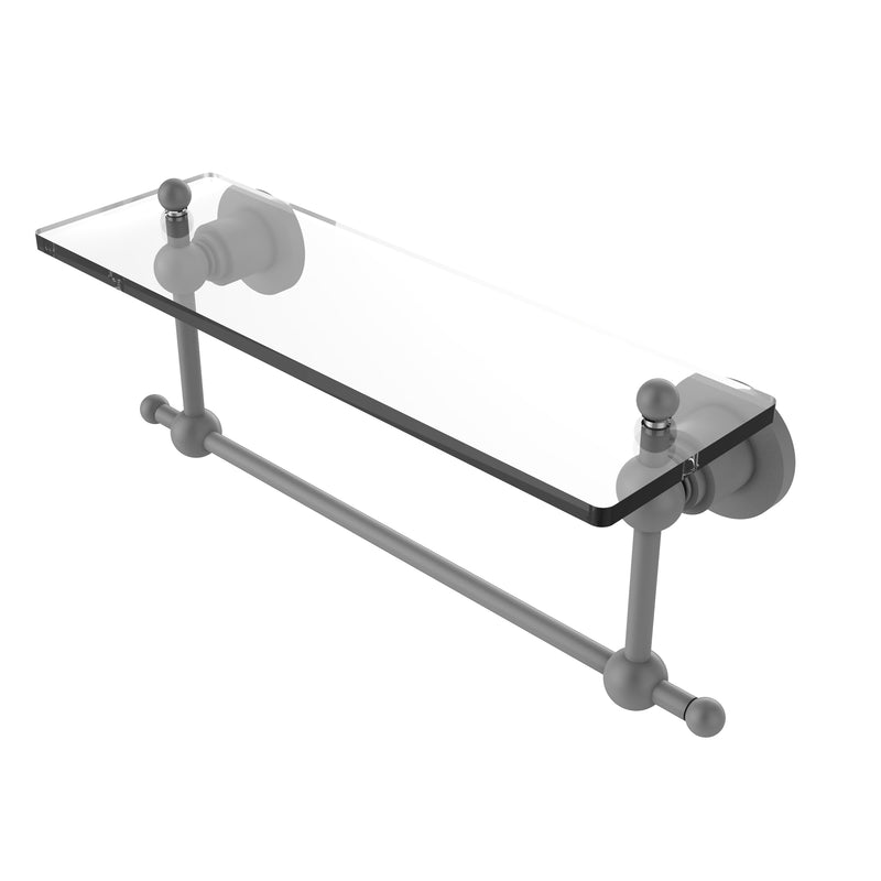 Allied Brass Astor Place 16 Inch Glass Vanity Shelf with Integrated Towel Bar AP-1TB-16-GYM