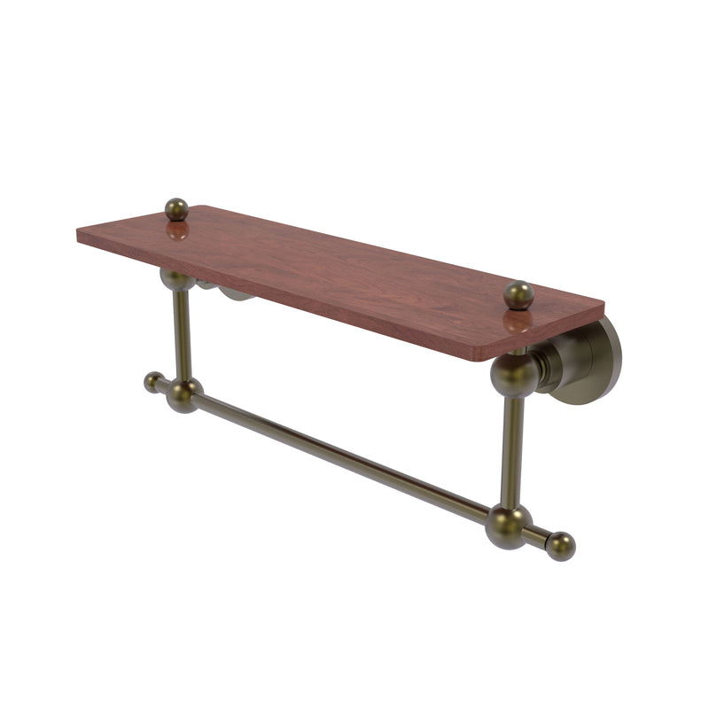 Allied Brass Astor Place Collection 16 Inch Solid IPE Ironwood Shelf with Integrated Towel Bar AP-1TB-16-IRW-ABR