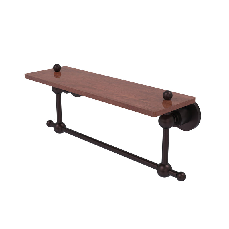 Allied Brass Astor Place Collection 16 Inch Solid IPE Ironwood Shelf with Integrated Towel Bar AP-1TB-16-IRW-ABZ