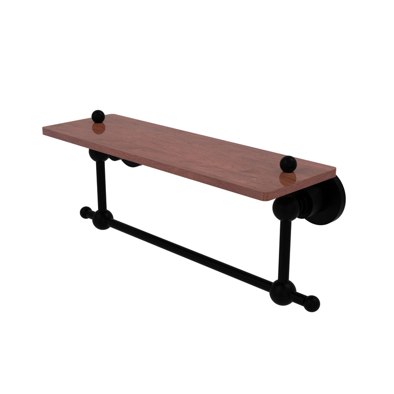 Allied Brass Astor Place Collection 16 Inch Solid IPE Ironwood Shelf with Integrated Towel Bar AP-1TB-16-IRW-BKM