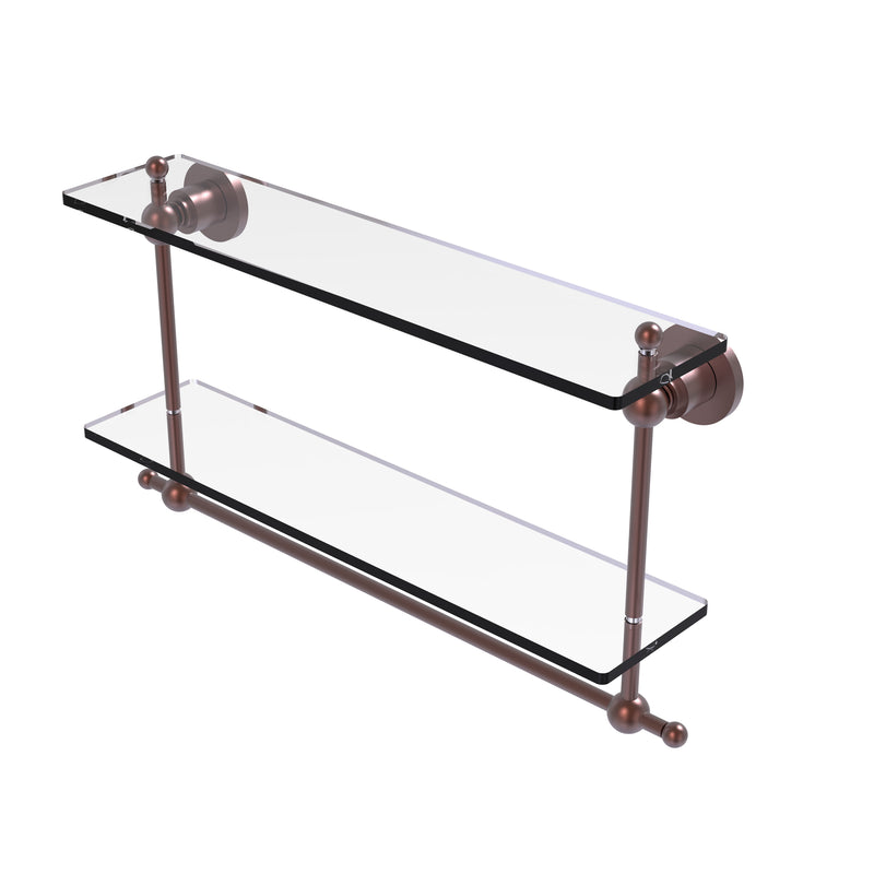 Allied Brass Astor Place Collection 22 Inch Two Tiered Glass Shelf with Integrated Towel Bar AP-2TB-22-CA