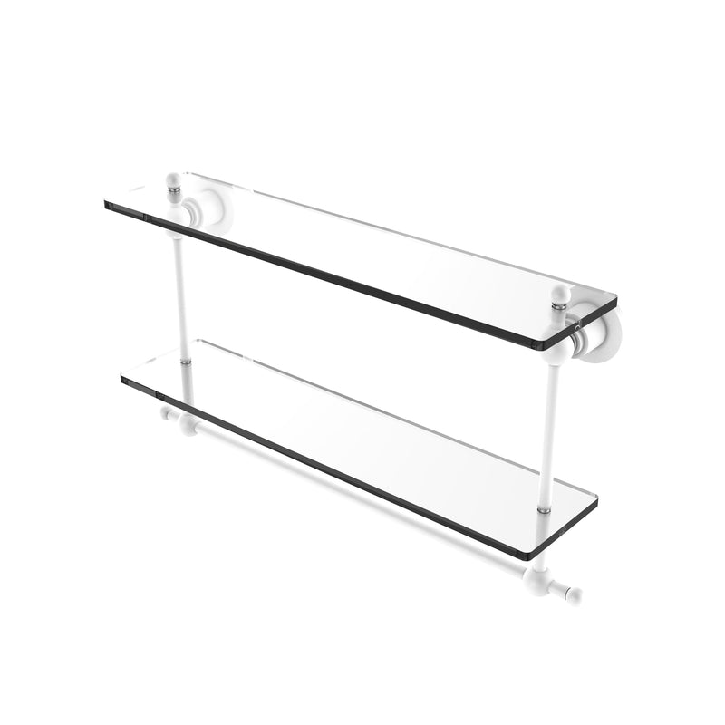 Allied Brass Astor Place Collection 22 Inch Two Tiered Glass Shelf with Integrated Towel Bar AP-2TB-22-WHM